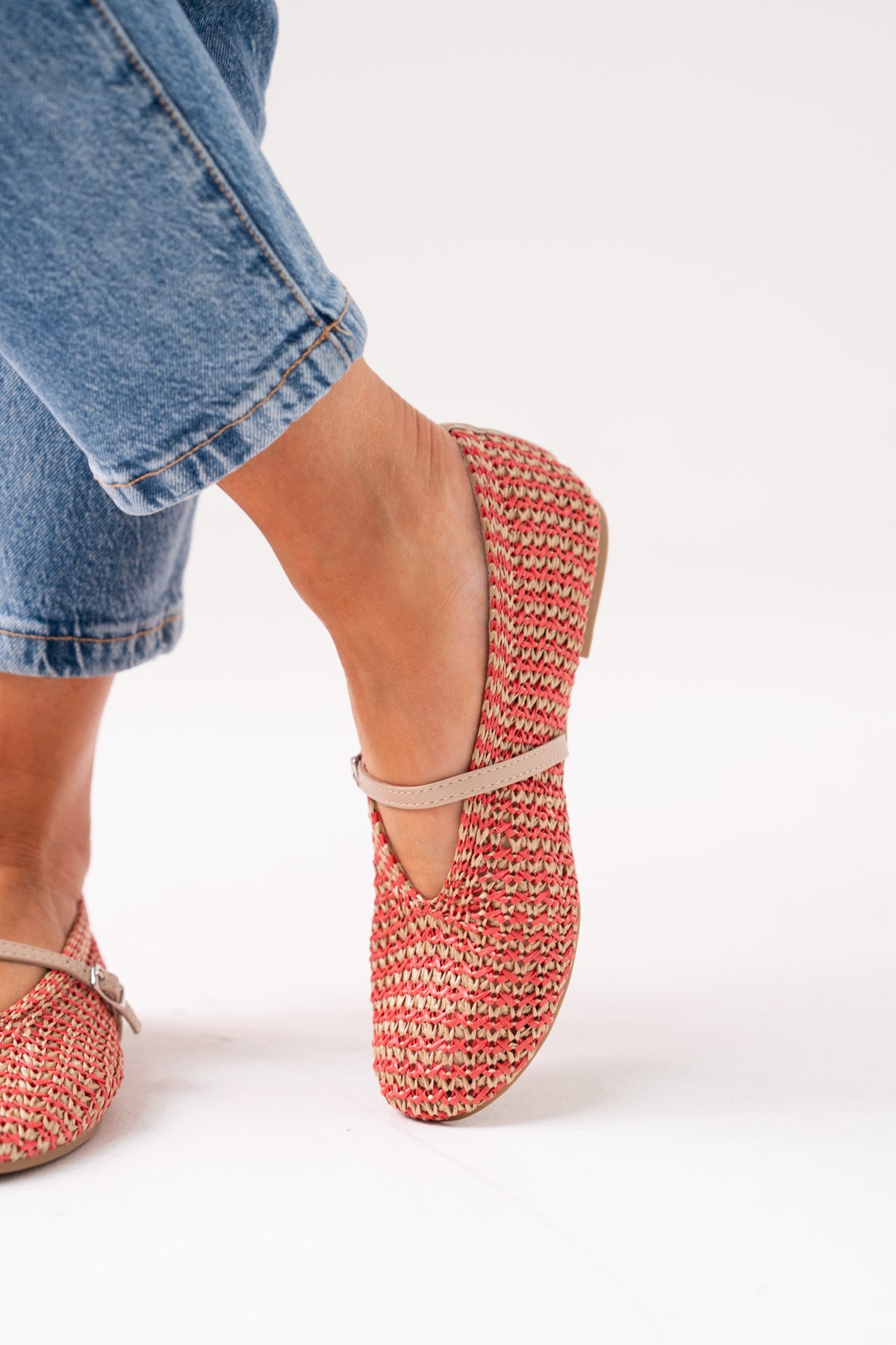 Faith Woven Flats In Red