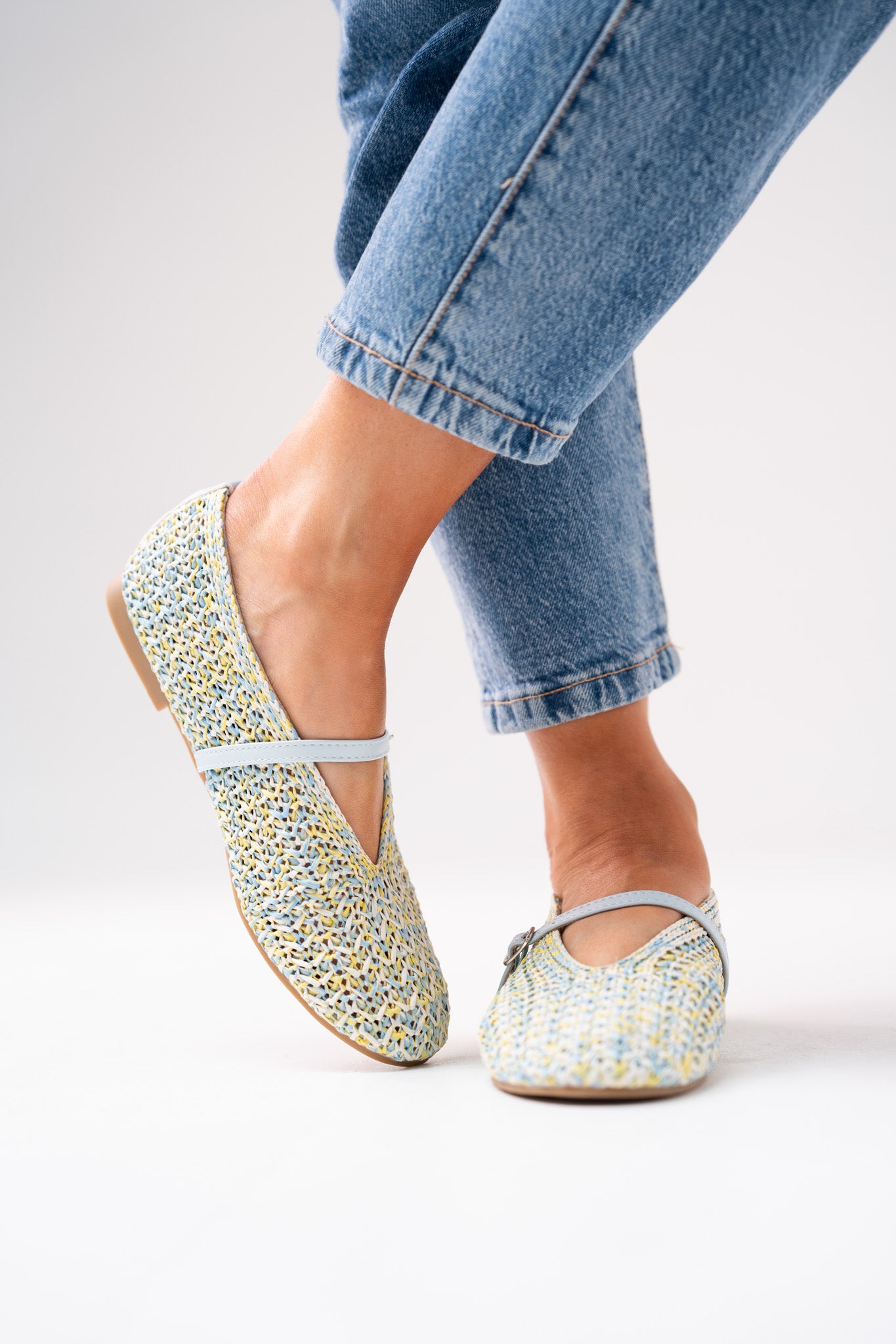 Faith Woven Flats In Blue