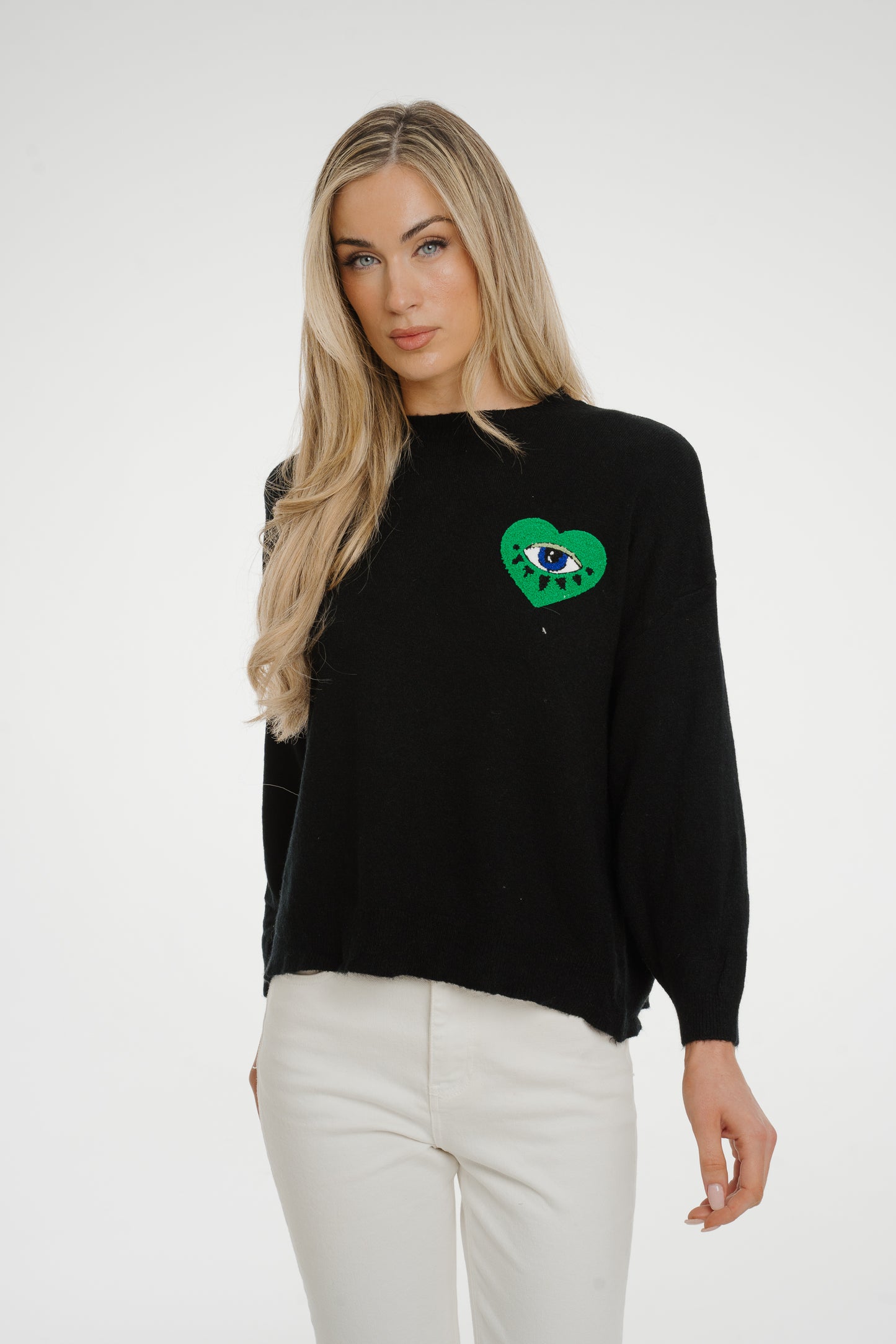 Indie Textured Motif Sweatshirt In Black