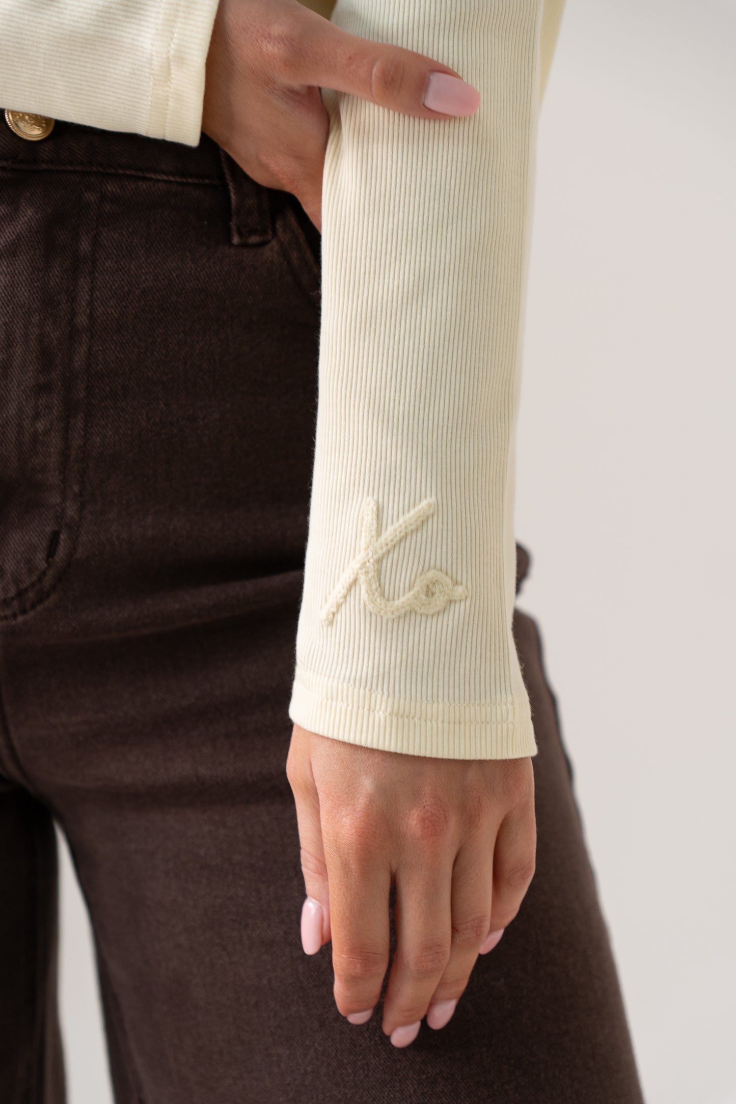 Love Laura Long Sleeve Ribbed Base Top In Lemon