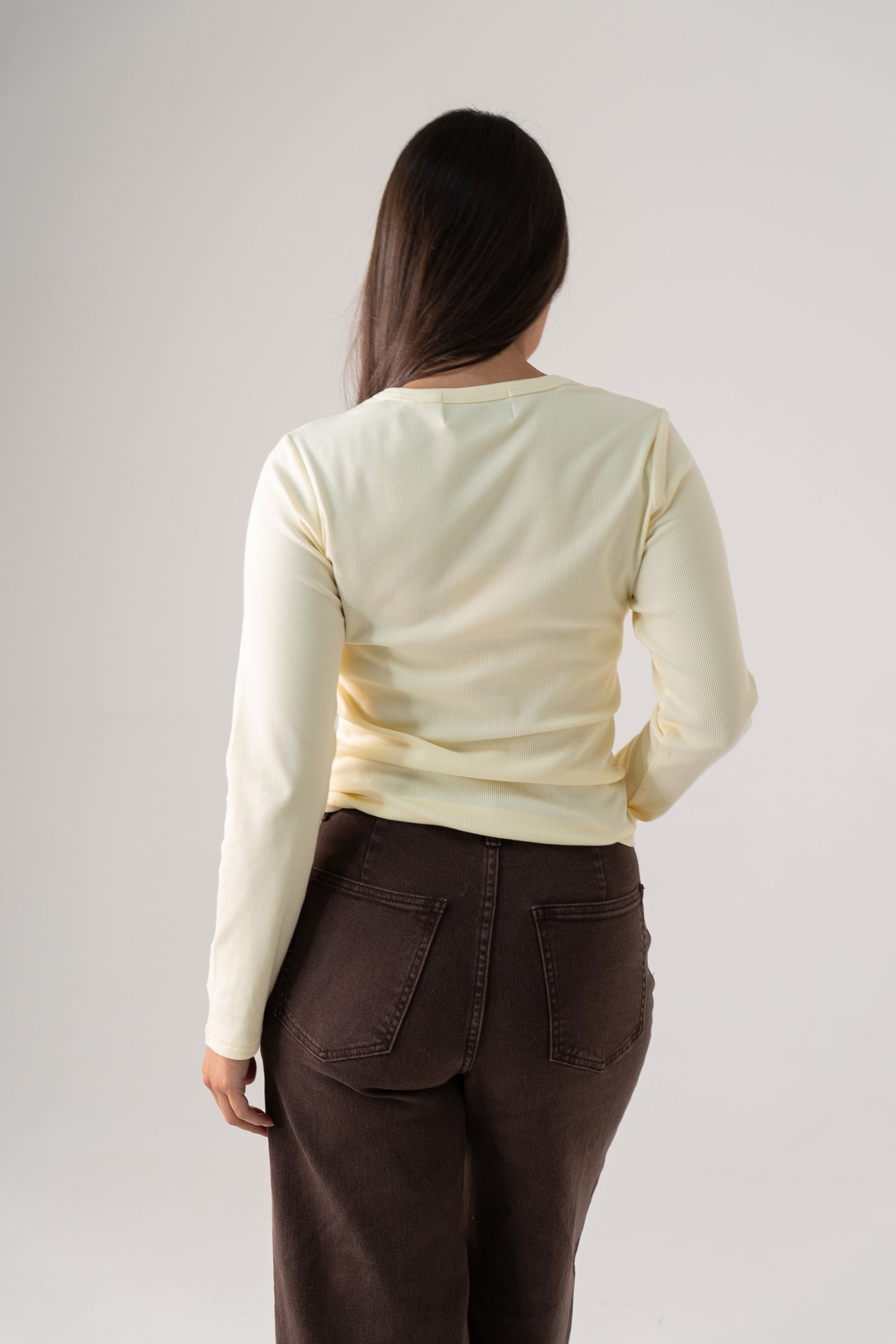 Love Laura Long Sleeve Ribbed Base Top In Lemon