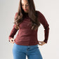 Love Laura Long Sleeve Ribbed Base Top In Burgundy