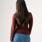 Love Laura Long Sleeve Ribbed Base Top In Burgundy