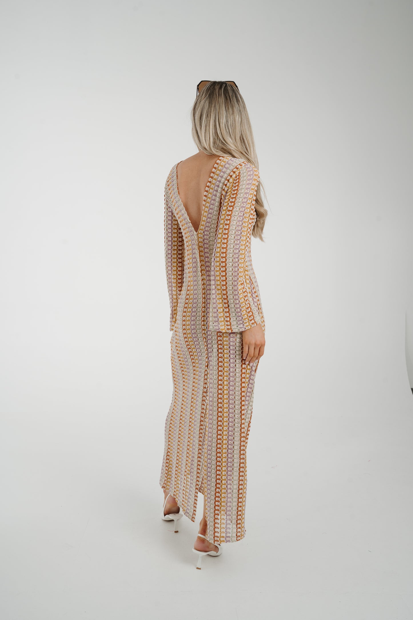 Lynne Crochet Maxi Dress In Neutral Mix
