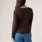 Love Laura Long Sleeve Ribbed Base Top In Chocolate