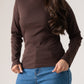 Love Laura Long Sleeve Ribbed Base Top In Chocolate