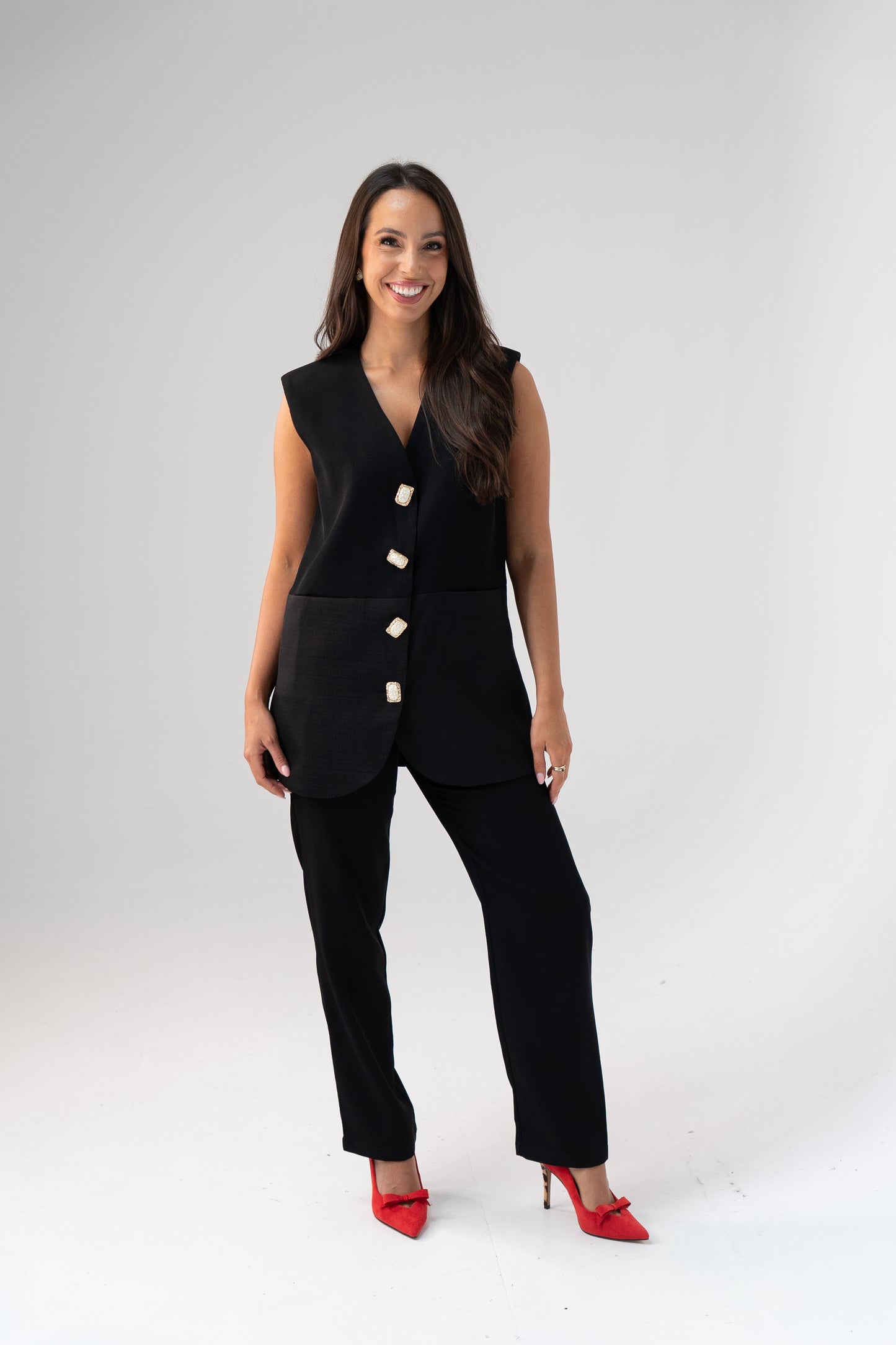 Love Laura Longline Waistcoat In Black