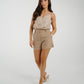 Cindy High Waist Shorts In Beige