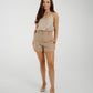 Cindy High Waist Shorts In Beige