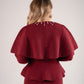 Love Laura Knit Cape With Pearls In Burgundy