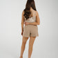 Cindy High Waist Shorts In Beige