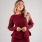 Love Laura Knit Peplum Top In Burgundy