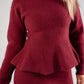 Love Laura Knit Peplum Top In Burgundy