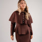 Love Laura Knit Cape With Pearls In Chocolate