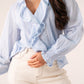 Holly Pleat & Ruffle Blouse In Blue