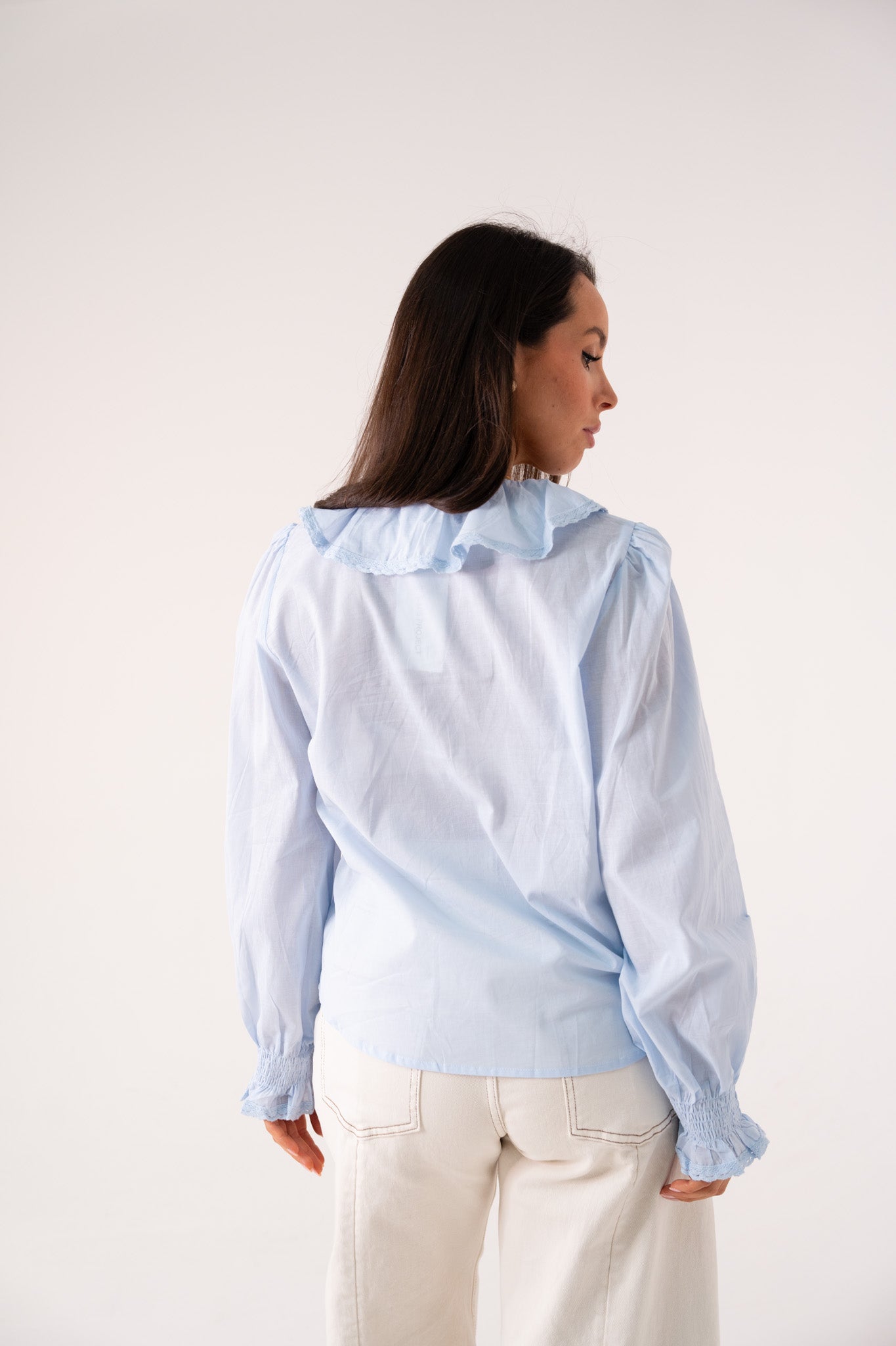 Holly Pleat & Ruffle Blouse In Blue