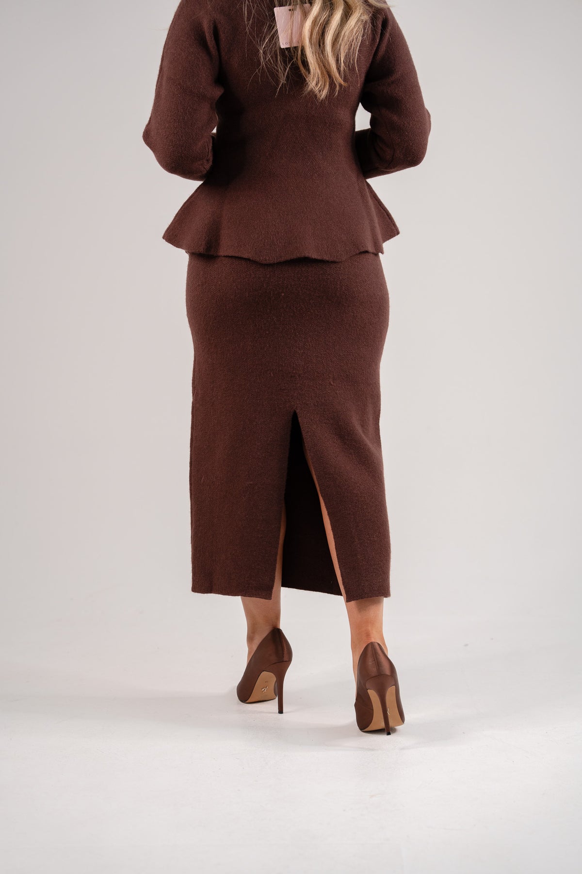 Love Laura Knit Midi Skirt In Chocolate