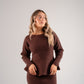 Love Laura Knit Peplum Top In Chocolate