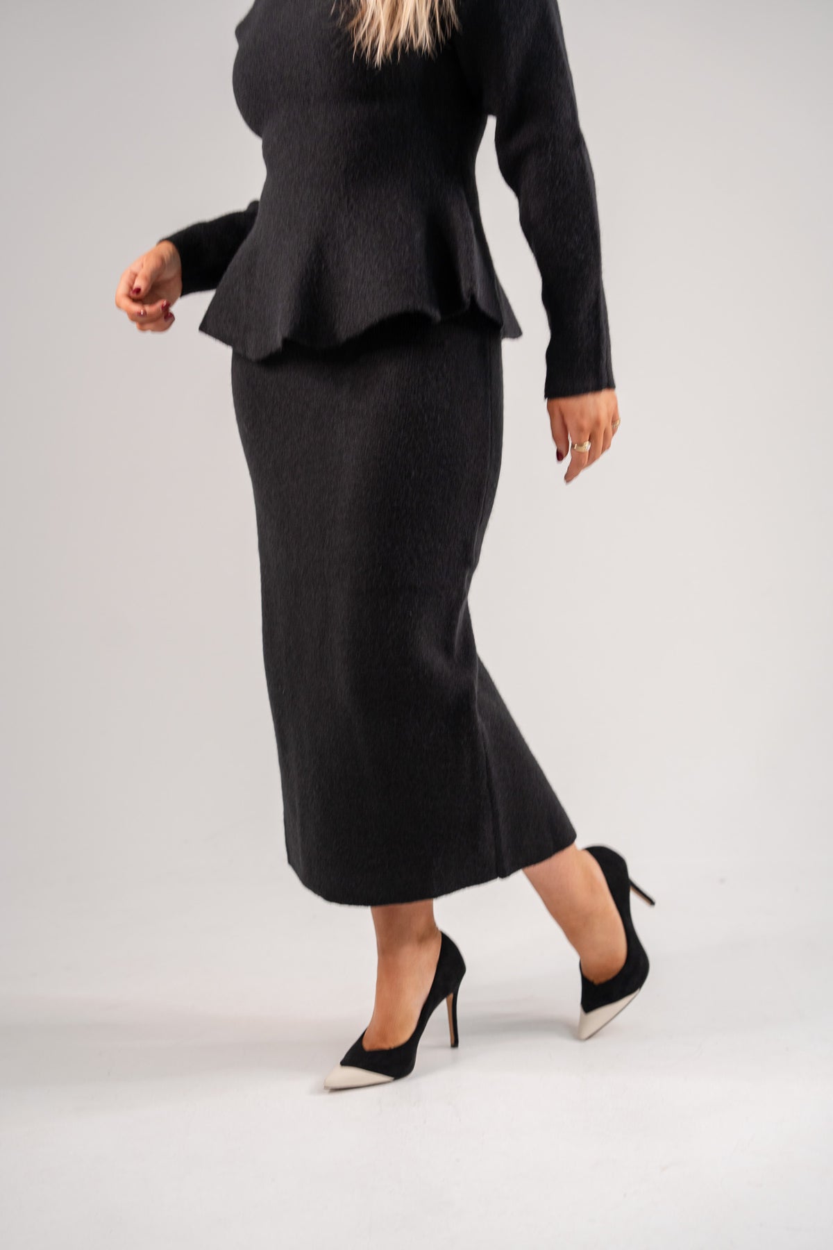Love Laura Knit Midi Skirt In Black