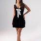 Love Laura Cream Bow Velvet Dress In Black