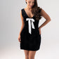 Love Laura Cream Bow Velvet Dress In Black