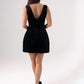 Love Laura Cream Bow Velvet Dress In Black