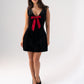 Love Laura Red Bow Velvet Dress In Black