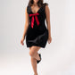 Love Laura Red Bow Velvet Dress In Black
