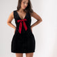 Love Laura Red Bow Velvet Dress In Black