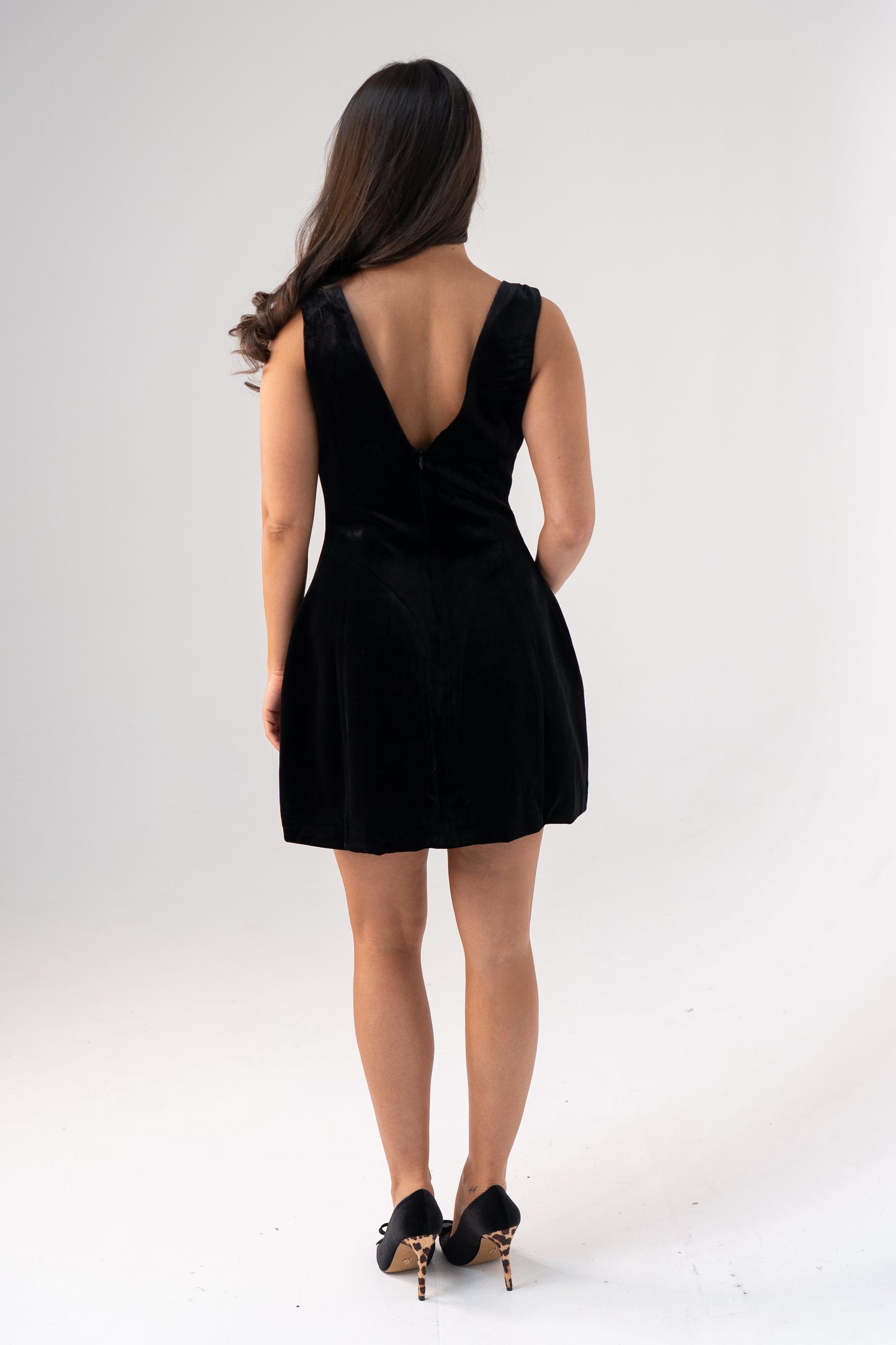 Love Laura Red Bow Velvet Dress In Black