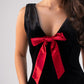Love Laura Red Bow Velvet Dress In Black