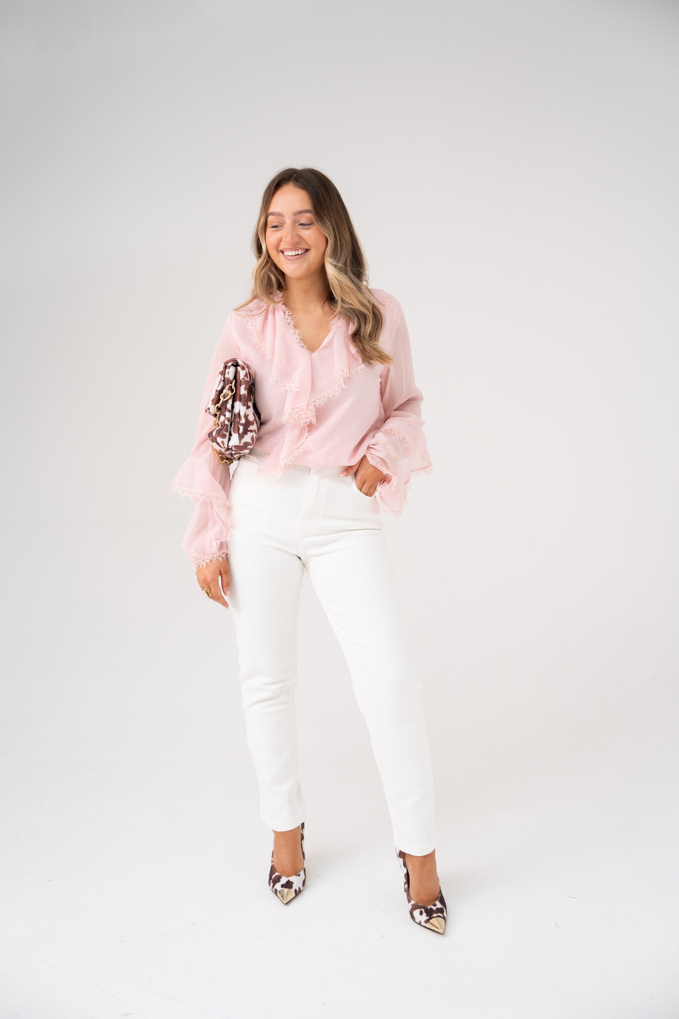 Love Laura Ruffle Blouse In Soft Pink