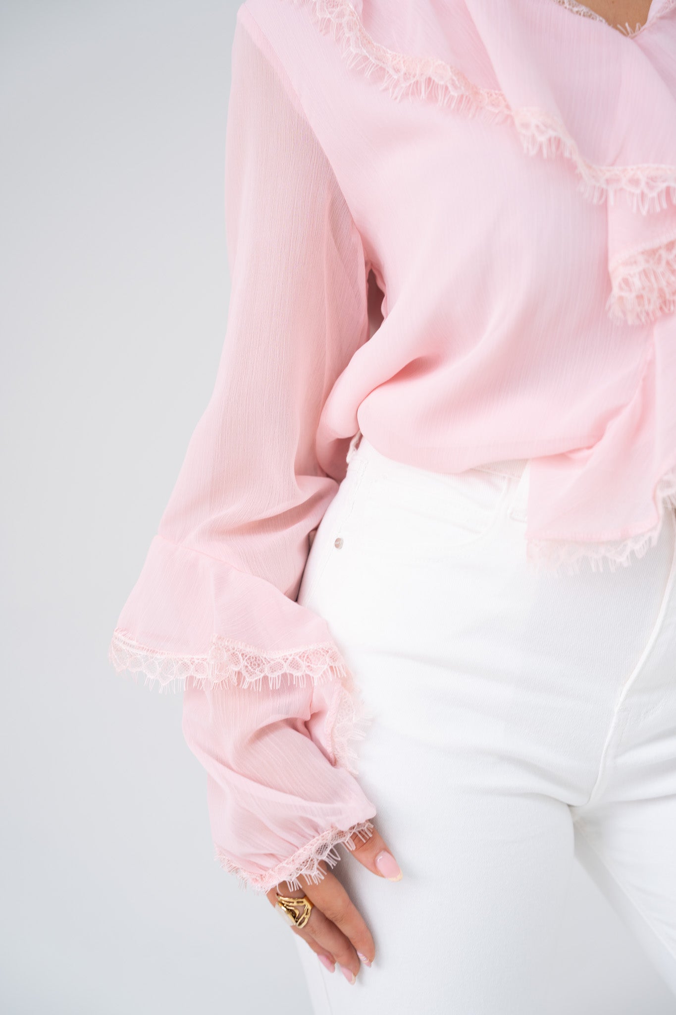 Love Laura Ruffle Blouse In Soft Pink