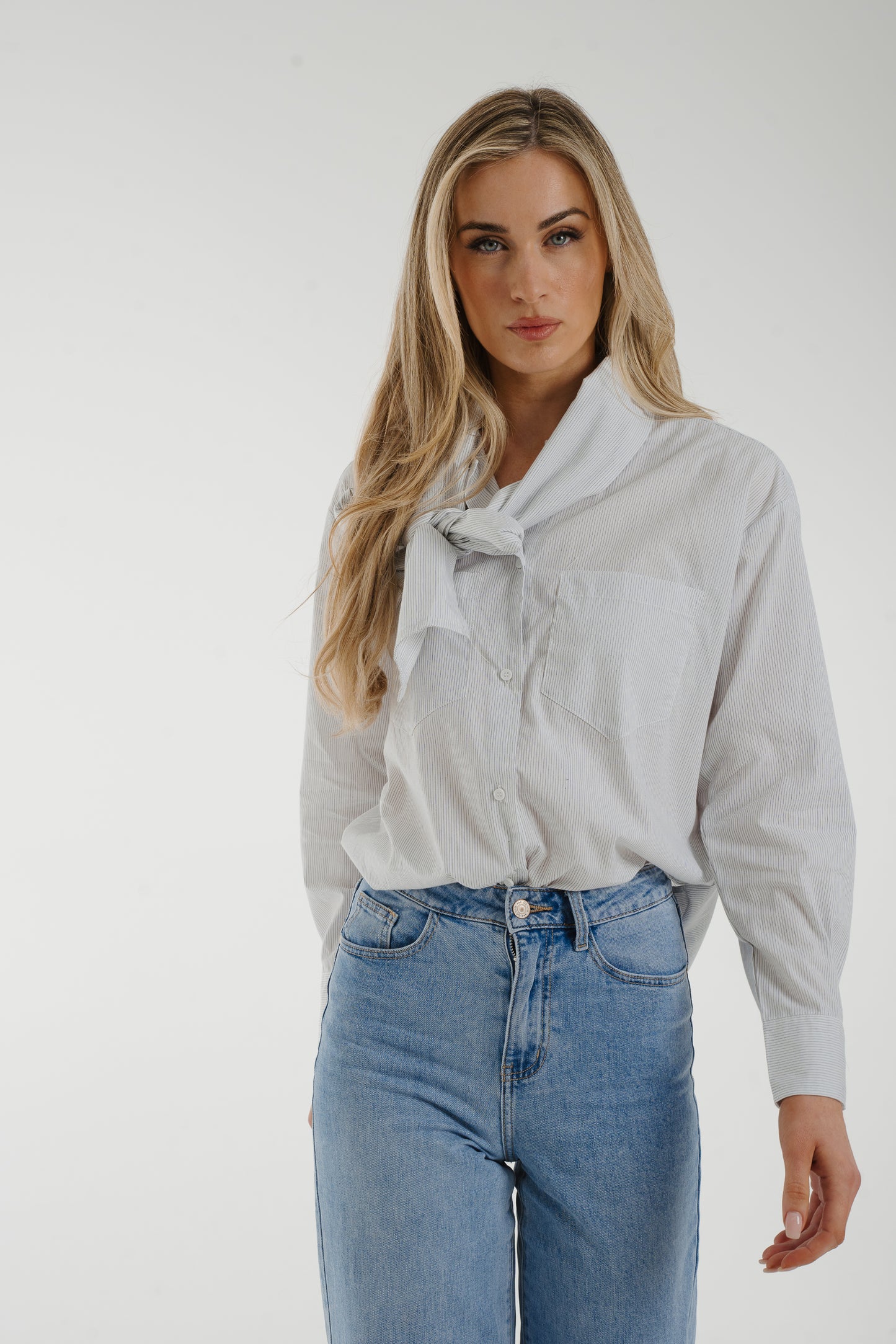 Lily Bow Neck Blouse In White