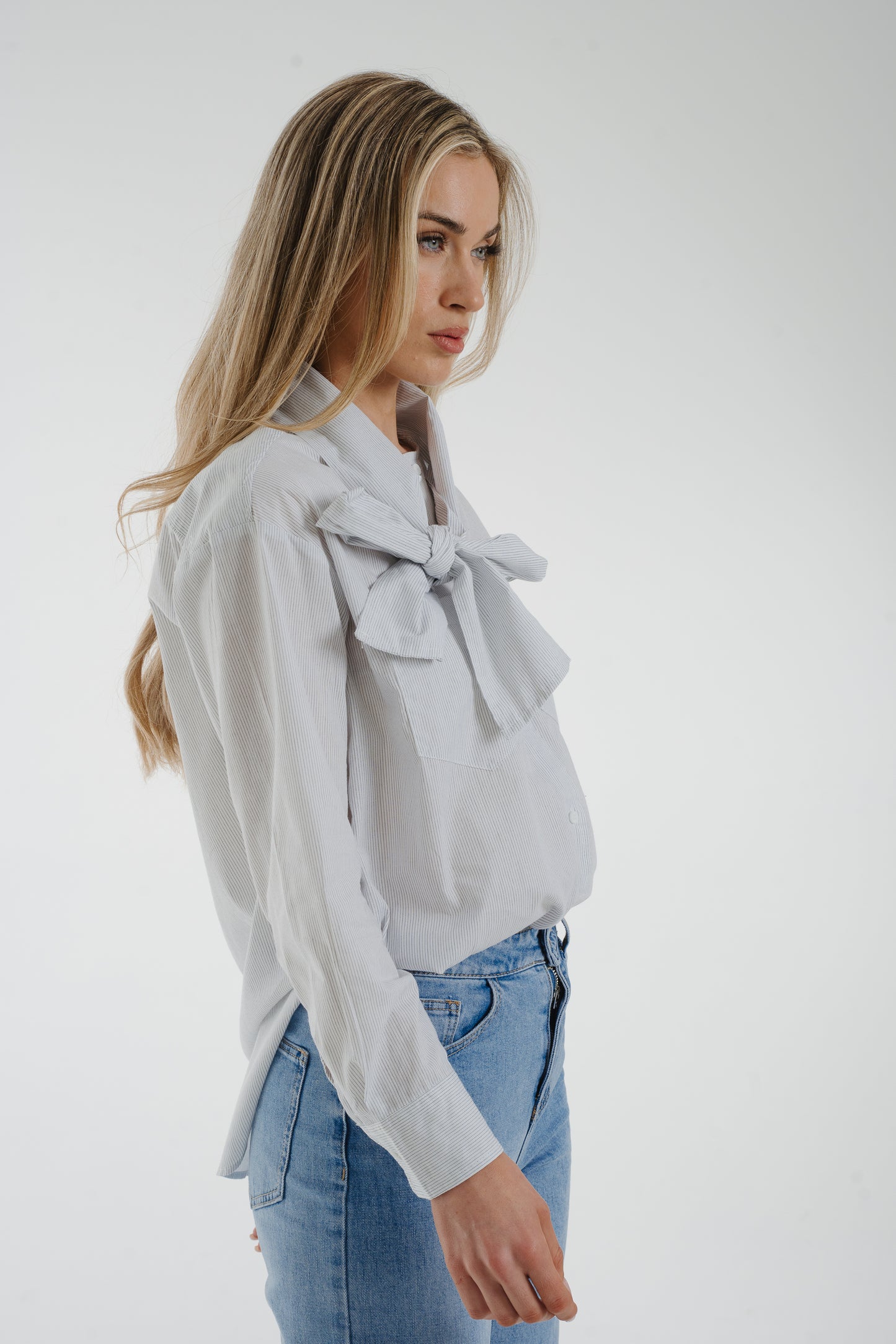 Lily Bow Neck Blouse In White