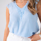 Kendra Lace Trim Sleeveless Top In Blue