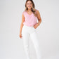 Kendra Lace Trim Sleeveless Top In Pink