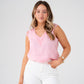Kendra Lace Trim Sleeveless Top In Pink
