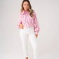 Millie Striped Bow Collar Shirt In Pink