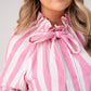 Millie Striped Bow Collar Shirt In Pink