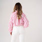 Millie Striped Bow Collar Shirt In Pink