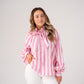 Millie Striped Bow Collar Shirt In Pink