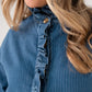 Millie Frill Detail Pinstripe Shirt In Denim
