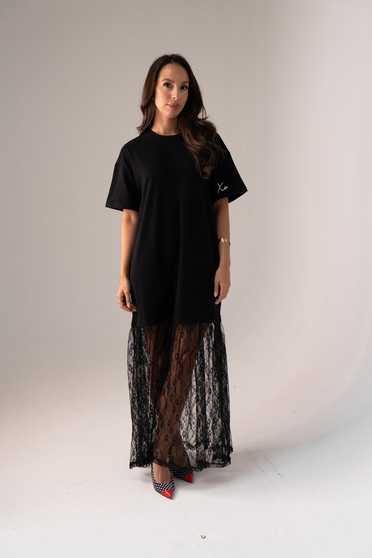 Love Laura Contrast T-Shirt Dress In Black
