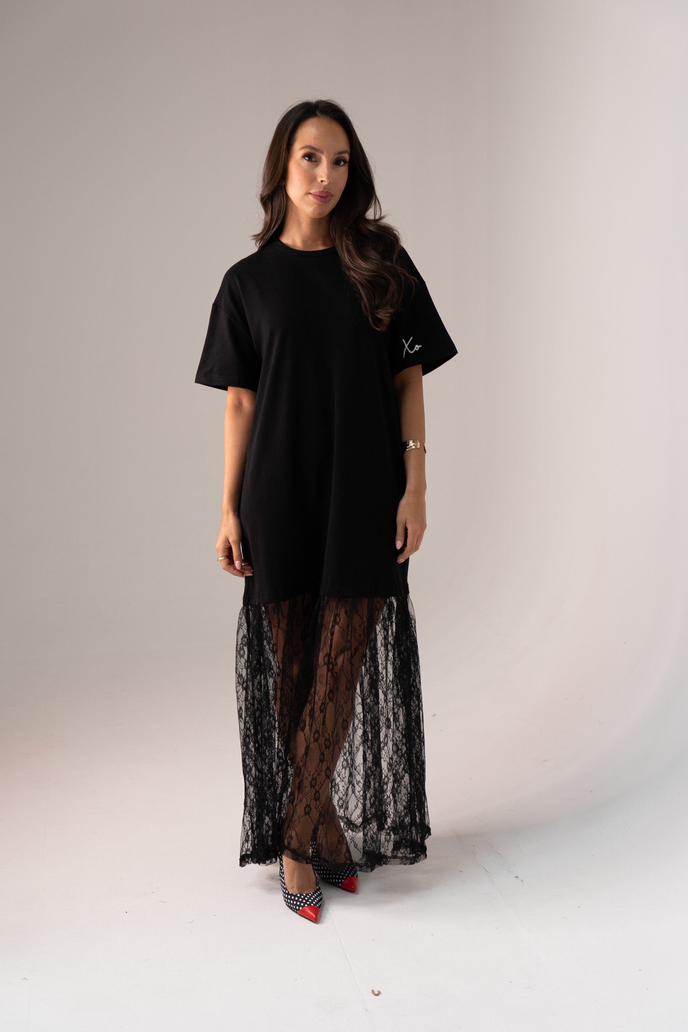 Love Laura Contrast T-Shirt Dress In Black