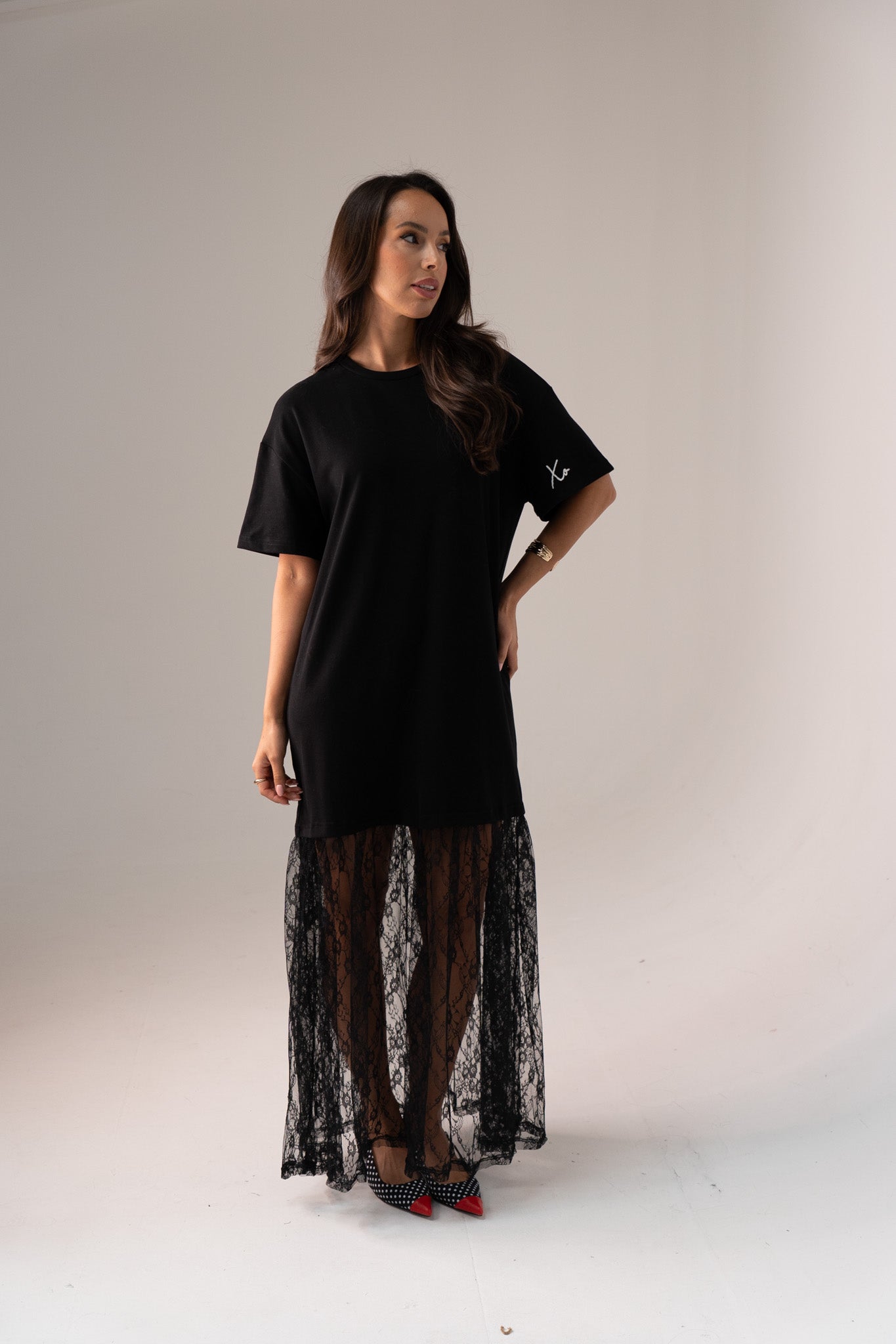 Love Laura Contrast T-Shirt Dress In Black