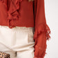 Love Laura Ruffle Blouse In Terracotta