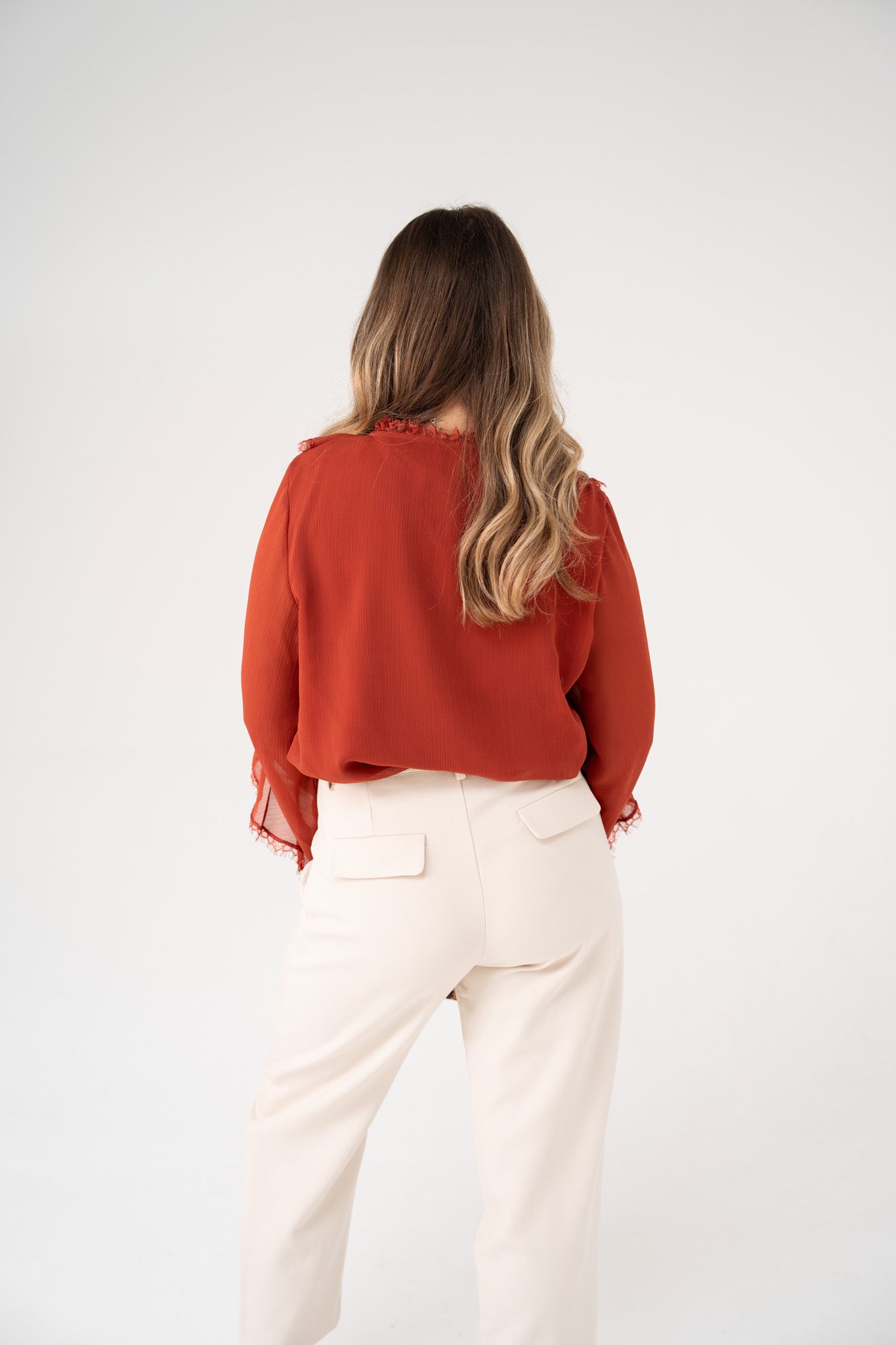 Love Laura Ruffle Blouse In Terracotta