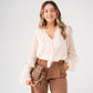 Love Laura Ruffle Blouse In Beige