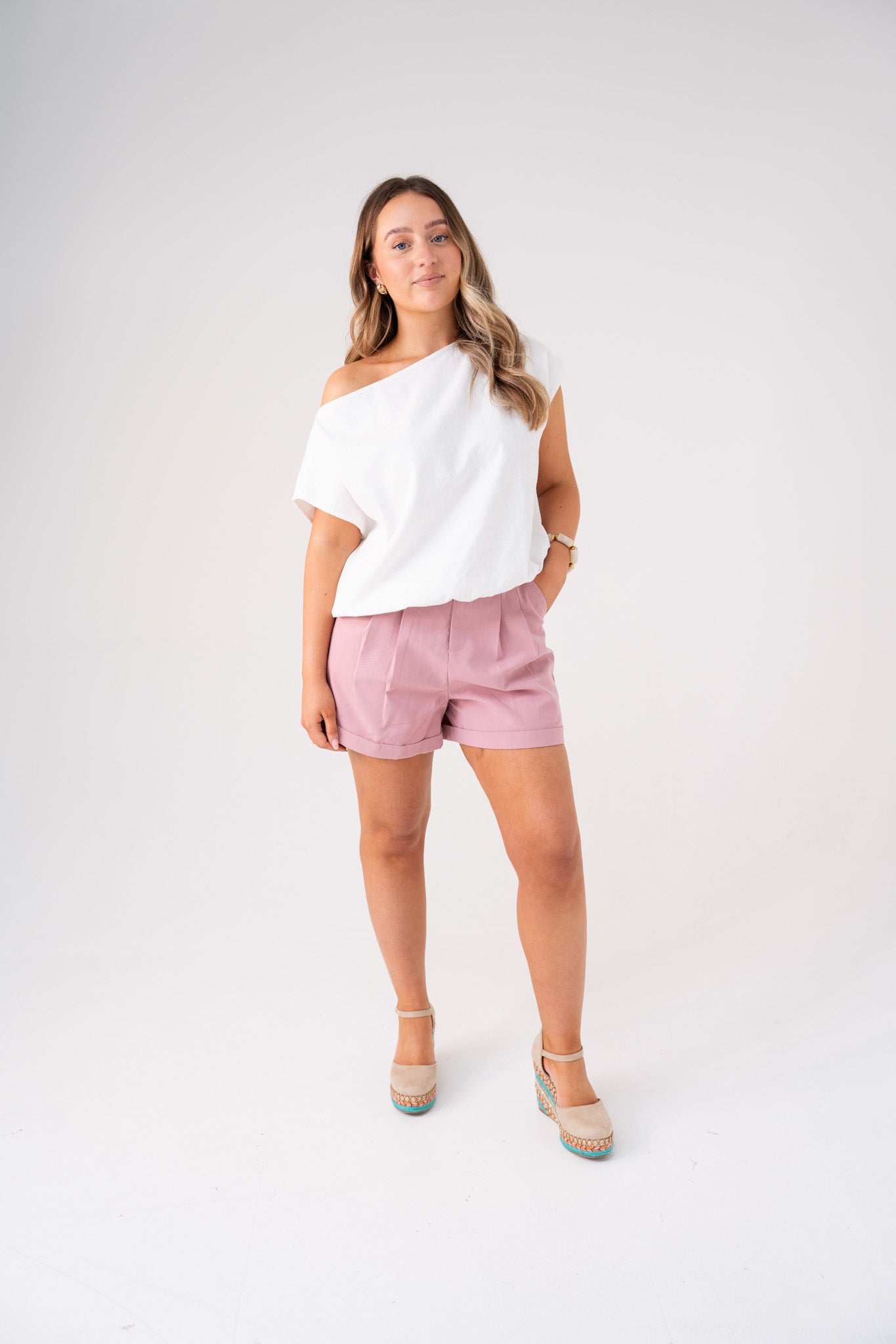 Kiera Linen Effect Top In White